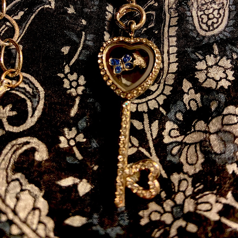 Locket Charm Skeleton Key Necklace